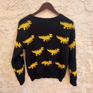 SHEIN Black Yellow Dinosaur Sweater Size Womens Medium